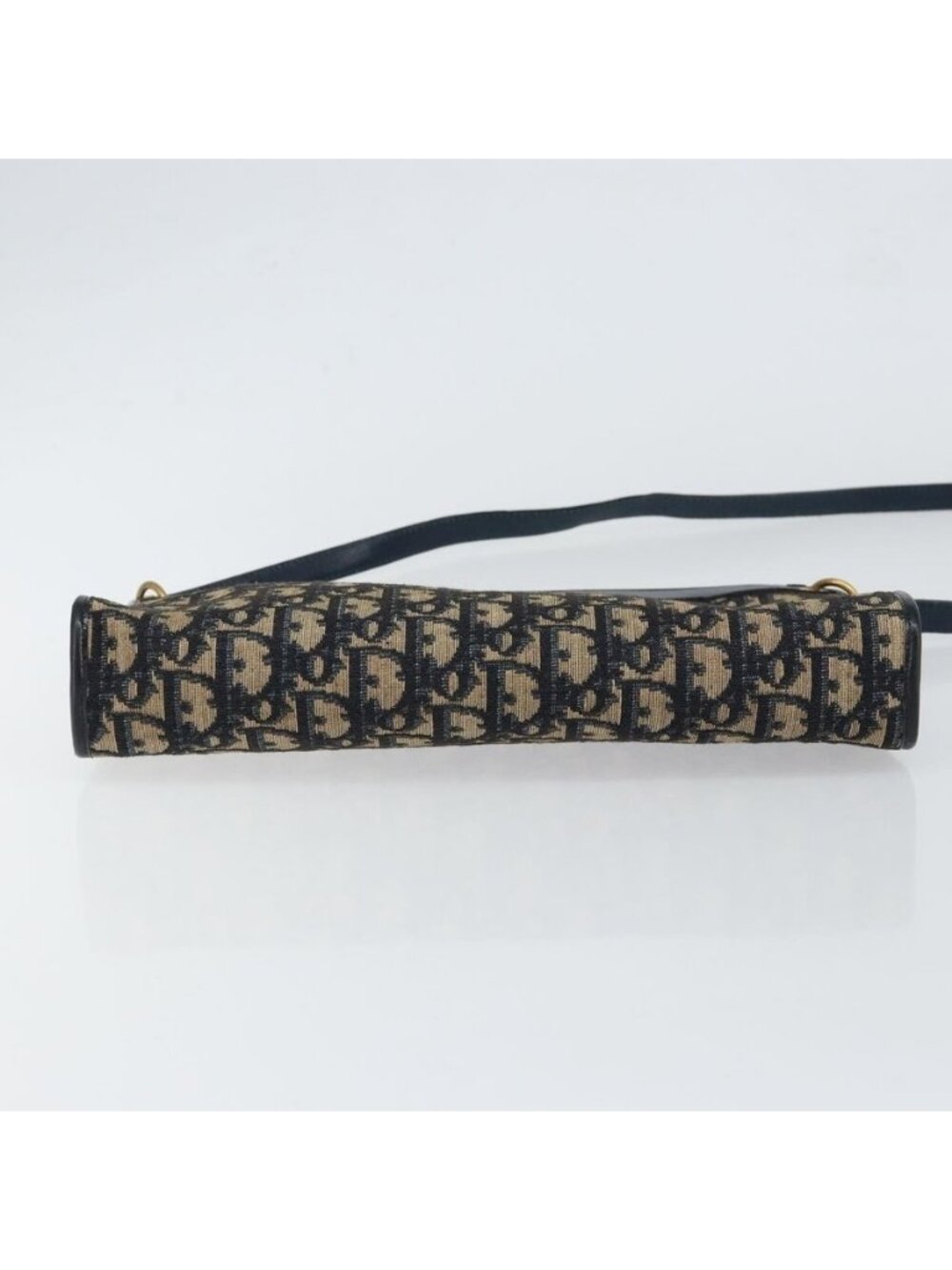 Authentic Christian Dior Trotter Canvas Shoulder Bag Navy Gold - Picture 16 of 16